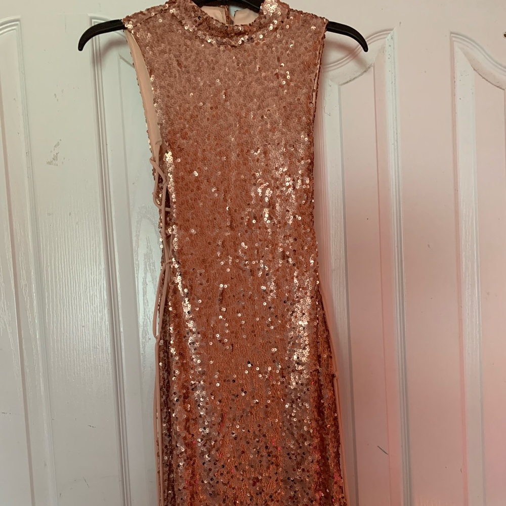 Love Reign Rose Gold Sequins Prom Dress